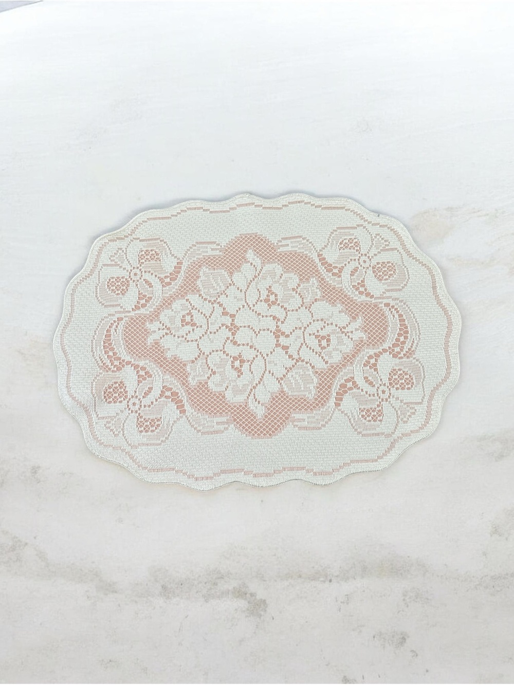 Vintage Pink and Cream Floral Lace Placemat